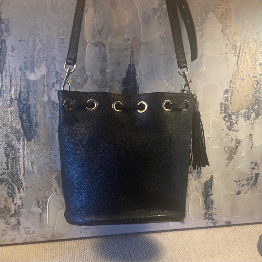 Furla Black Leather Drawstring Bucket Bag - Picture 4 of 11